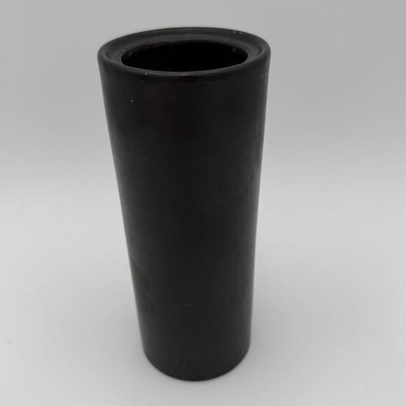MCM Hyalyn Pottery Black Vase Cylindrical Modern Planter 8 x 3.25 inch Vintage - Picture 1 of 8